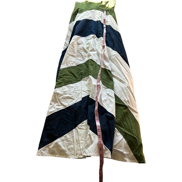 EUC eShakti Green Navy Chevron Stripe Full Skirt Sleeveless Summer Maxi  Medium - Picture 10 of 12